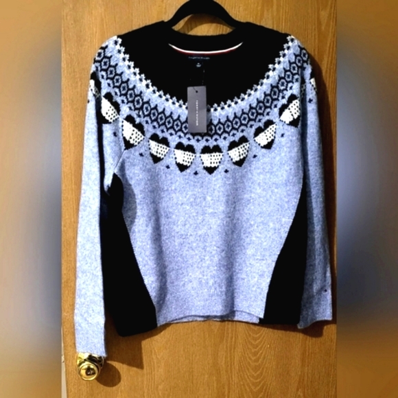 NWT Tommy Hilfiger Macy's Women's Fair-Isle Crewneck Sweater M - Picture 1 of 16